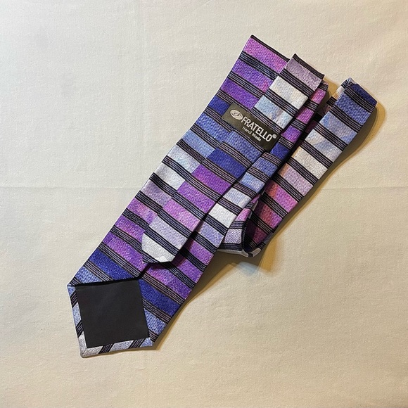 FRATELLO Tie & Handkerchief 100% Polyester - Men’s Hand Made| Color: Multi - Picture 5 of 5